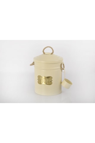 Metal Bakliyat Deterjan Saklama Kova Ölçekli Krem