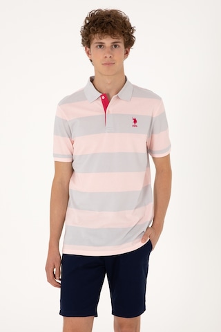 U.S. Polo Assn. Erkek Regular Fit Pudra Polo Yaka Çizgili Tişört 50306827-VR042