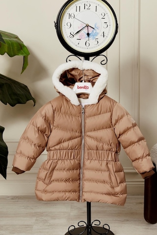 Benitto Kids Kız Bebek Kapüşonlu Kışlık Mont 51333 Kahve