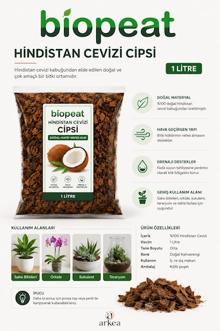 Hindistan Cevizi Cipsi 1 Litre Coco Husk Orkide Saksı Bitkisi Ve Teraryum Kullanımı 1000