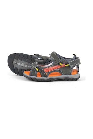 Hakiki Deri Gri Cırtlı Erkek Çocuk Trekking Sandalet Gri