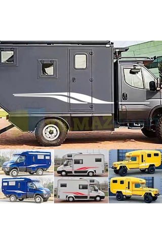 Karavan Çekme Kamp Yan Şerit Oto Sticker Araba Yapıştırma 1 Çift 27 X 300 Cm
