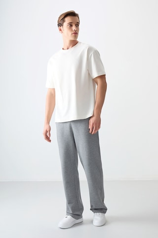 Air Jones Tommy Life Ekru Pamuklu Kalın Yumuşak Dokulu Oversize Fit Basic Erkek T-shirt - 88377 Ekru