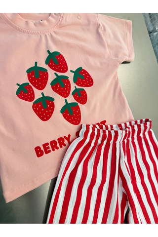 Baby Lory Kids Store Çilek Desenli Bebek Takım Pembe