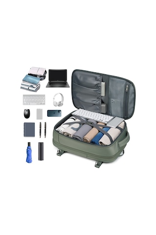 Su Geçirmez 39l Seyahat Sırt Çantası - 16" İnç Laptop Bölmeli - Kuru Islak Ayırma Bölgesi - Ortopedik Yeşil