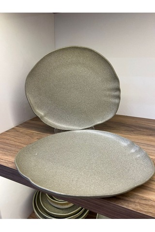 2'li Adelfa Tone Oval Plate 30 Cm Kahvaltılık Sunum Tatlı Sunum Pasta Servis Gourmet Sunum Çok renkli