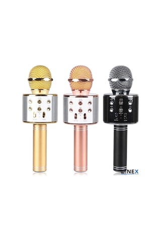 Winex Usba+tfsd Kart+3.5 MM Giriş Bluetooth Karaoke Mikrofon Pembe