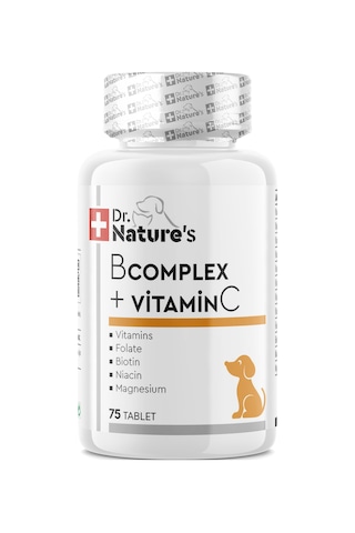 Dr. Nature's B Complex + Vitamin C Plus Köpek Vitamini Besin Takviyesi 75 Tablet