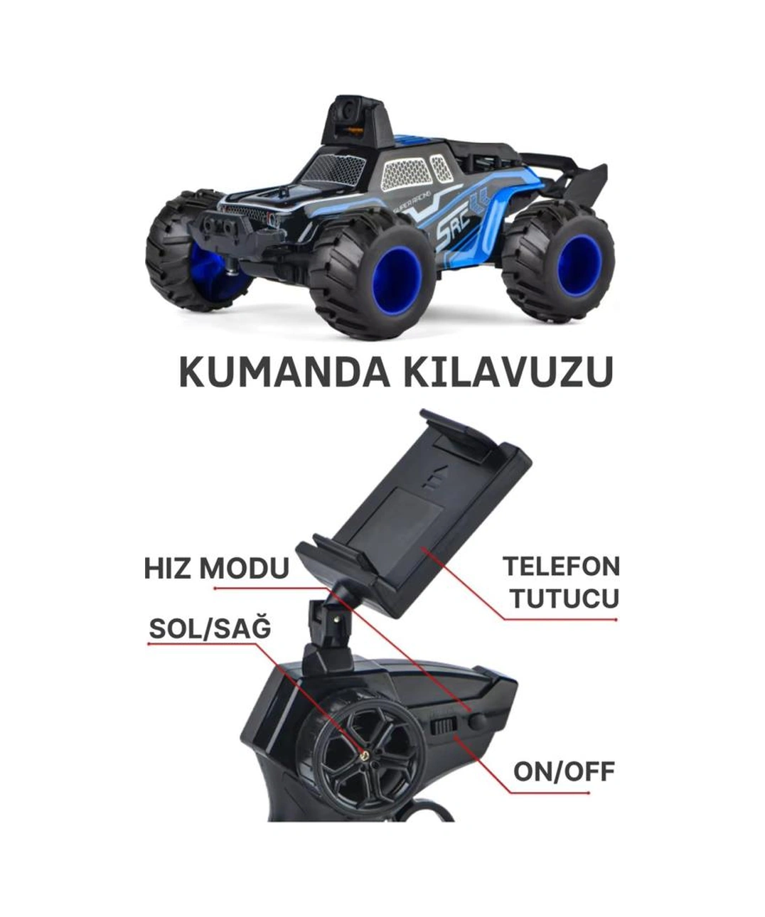 Usb Şarjlı Casus Kameralı Oyuncak Off-road Aracı Mavi Mavi