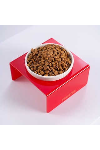 Kırmızı Tekli Seramik-pleksi Mama Ve Su Kabı-kedi Köpek Mama Su Kabı