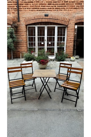 Balkon Bahçe Mutfak Bistro Set Katlanır Masa-sandalye Sarı