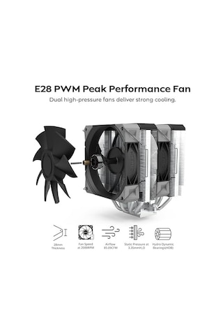 Nx600 6 Isı Borulu Ve Premium Üst Kapaklı Çift Kule Cpu Hava Soğutucu 28mm E28 Pwm Premium Fan Lehimli Bakır Taban Üstün Isı Dağılımı Tüm Intel Ve Amd Soket Desteği Siyah