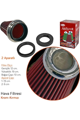 Carub Br4686001 Tuning Hava Filtresi 2 Aparatlı Krom-Kırmızı