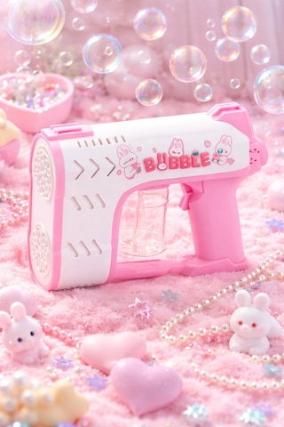 Bubble Blaster Işıklı Ve Müzikli Çift Başlıklı Köpük Tabancası Double Head Bubble Gun - Pembe