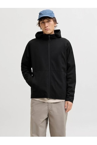 Jack & Jones Jack&jones 12289209 Jjebase Sweat Zıp Hood Sn Black Erkek Sweatshirt Siyah