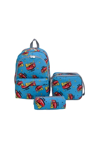 Superbag Erkek Çocuk Ilkokul Çantası Racing Araba Desenli Sırt Çantası Beslenmelik Kalemlik 3'lü Set