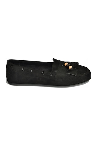 Fox Shoes Y602347002 Siyah Süet Püsküllü Kadın Günlük Ayakkabı Siyah