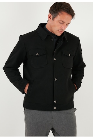 Buratti Slim Fit Ceket Yaka Astarlı Kaşe Erkek Kaban 58400347 Siyah