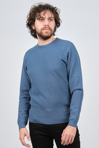 Çizgi Triko Erkek Bisiklet Yaka Slim Fit Kazak 42554259 Mavi Mavi