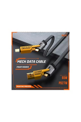 4 Ü 1 Arada 65w Hızlı Şarj Kablosu Usb Ve Type-c Girişli, Örgülü Dayanıklı Diğer