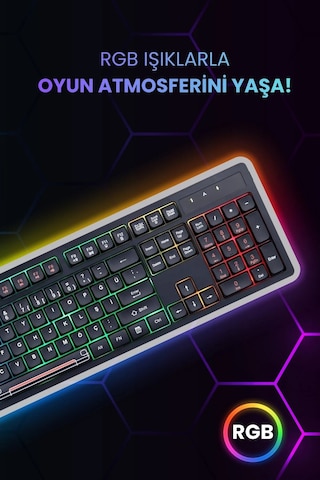 C-66 Rgb Led Işıklı Kablolu Chocolate Klavye + Mouse Set Diğer