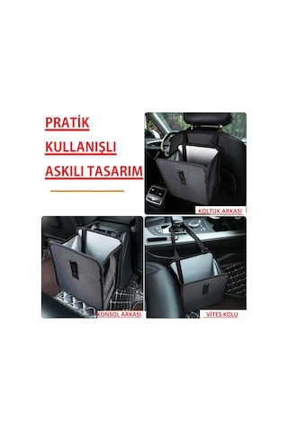 Luti Concept Oto Araba Ofis Çöp Kutusu Portatif Araç İçi Taşınabilir Kapaklı Pratik Su Geçirmez Askılı Çöp Genel