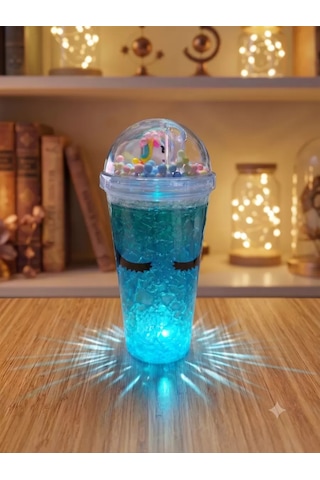 Işıklı Unicorn Tasarımlı Rgb Led Pipetli Bardak Renk Değiştiren Sihirli Kupa Belirtilmemiş