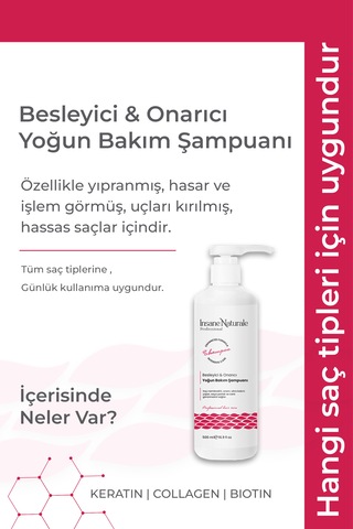 Insane Naturale Yıpranmış Saçlar İçin Onarıcı Yoğun Bakım Şampuanı 500 ML