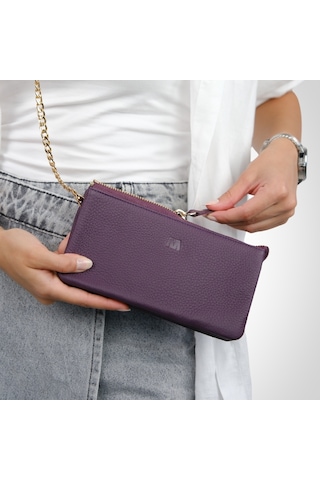 Mft Leather Hakiki Deri Kadın Cüzdan Çanta Almeda 5463 Flother Mat Mor