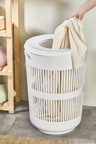 İronika Solara Dekoratif Kirli Çamaşır Sepeti Oyuncak Sepeti 60 Litre - Beyaz Beyaz