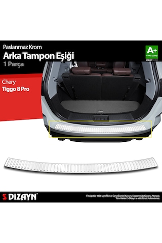 S-dizayn Chery Tiggo 8 Pro Krom Arka Tampon Eşiği 2022 Üzeri A+ Kalite