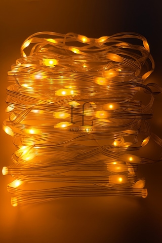 10 Metre Sarı Amber Peri Led Işık Ip64 Dış Mekan Jack Eklemeli Dekoratif Led Işık Yılbaşı Süsü Sarı