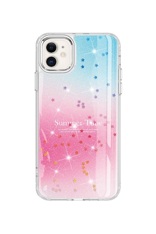 Apple Uyumlu iPhone 11 Kılıf Simli Desenli Parlak Zore Task Kapak Mavi