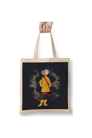 Toyaso Coraline Bez Çanta Uzun Saplı Alışveriş Çantası Plaj Çantası Beyaz