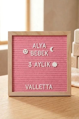 Palomita Ahşap Pembe Yazı Panosu Mesaj Tahtası Ve Beyaz Harf Seti 230 Karakter Pembe Beyaz