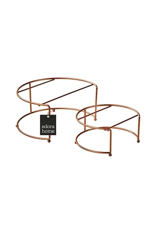 Rose Sunumluk 2'li Küçük Boy Metal Sunumluk Hediyelik Dekorasyon İkramlık / Şeffaf Pleksi / Paslanmaz