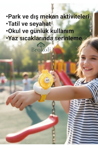 Avec Şarjli Bilek Fanı Soğutucu Vantilatör Usb 3 Kademeli Taşınabilir Vantilatör Fan Mini Fan Sarı