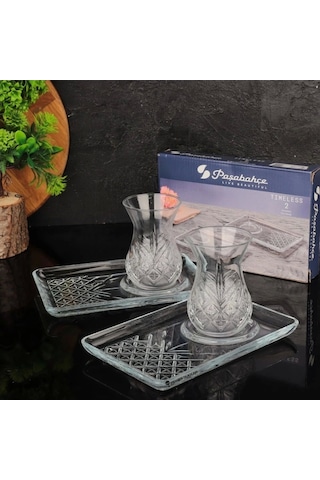 Paşabahçe 54851 Timeless Çay Tabağı 2'li 18,2x12 Cm Şeffaf