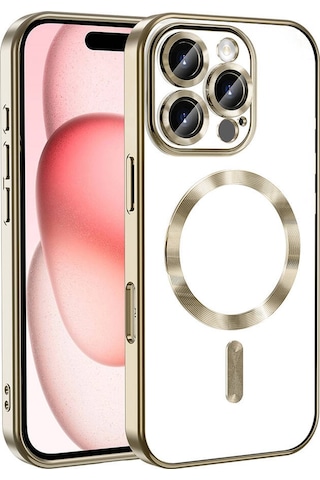 Zore Apple Uyumlu iPhone 16 Pro Kılıf Kamera Korumalı Magsafe Wireless Şarj Özellikli Demre Ka Gold