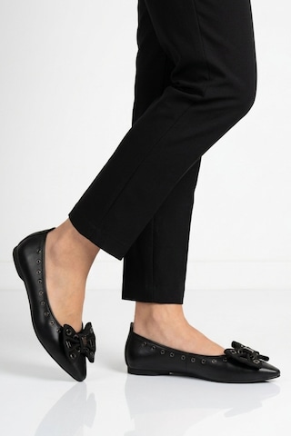 Ayakmod Siyah Hafif Esnek Kadın Babet Ayakkabı 351092 Z