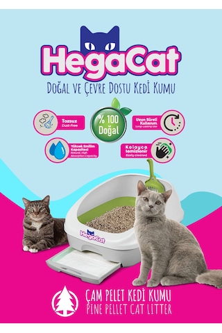 Hegacat Çam Peleti Kedi Kumu Kokusuz Ve Topaklaşmayan 30 L