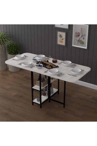 Asra Trend Metal Ayaklı Katlanır Mutfak Masası KM-31 %100 MDF Akıllı Yemek Masası Retro Taş