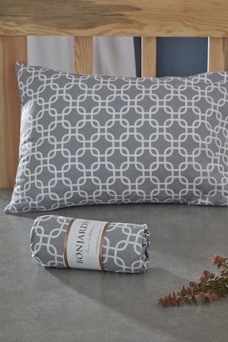 BonjardinHome Tek Kişilik Lastikli Çarşaf & Bir Adet Yastık Kılıfı Gri Beyaz