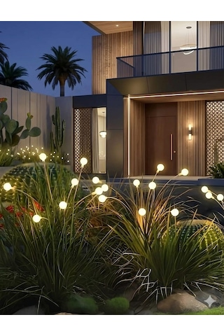 1 Adet 6 Led'li Sarı Güneş Enerjili Bahçe Aydınlatması Balkon Lamba Solar Işık Ateş Böceği Peyzaj