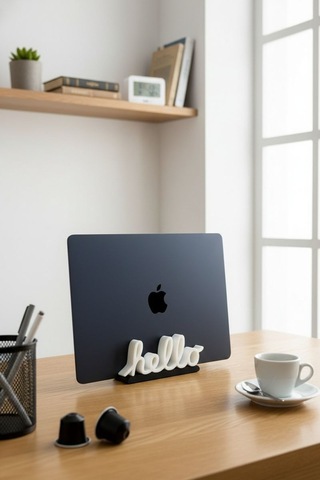 Hello Yazılı Retro Laptop Masaüstü Standı