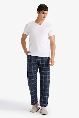 Defacto Regular Fit Beli Bağcıklı Cepli Uzun Boy Kareli Pijama Altı C6118ax25wnın247 İndigo