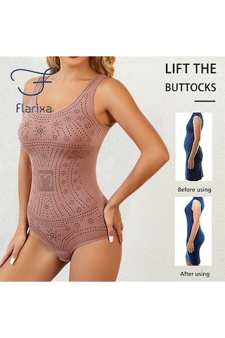Siyah Flarixa Büyük Boy Dikişsiz Bodysuits Vücut Şekillendirici Külot Kadın Göbek Zayıflama İç Giyim Rahat Shapewear Karın Ve Kalça Kaldırma Korseler