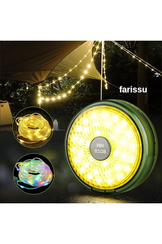 8 Fonksiyonlu 10 Metre Rgb Led Kamp Lambası Powerbank Özellikli, Type-c Şarjlı, Taşınabilir Işık Zinciri Çok Renkli