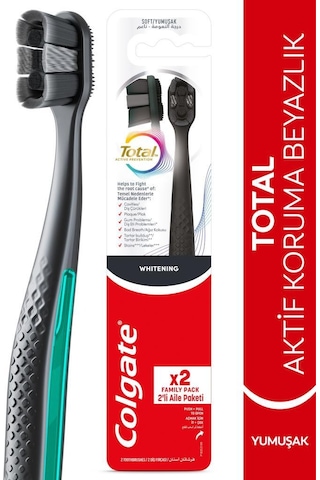 Colgate Total Whitening 1+1 Yumuşak Diş Fırçası Siyah