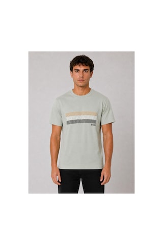 Hzr Wear Erkek Nakış Baskı Detaylı Sıfır Yaka Regular Fit %100 Pamuk Tişört Yeşil